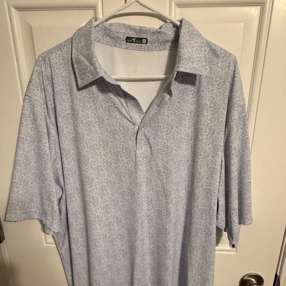 Genteal Blue Patterned Shirt. - XXL